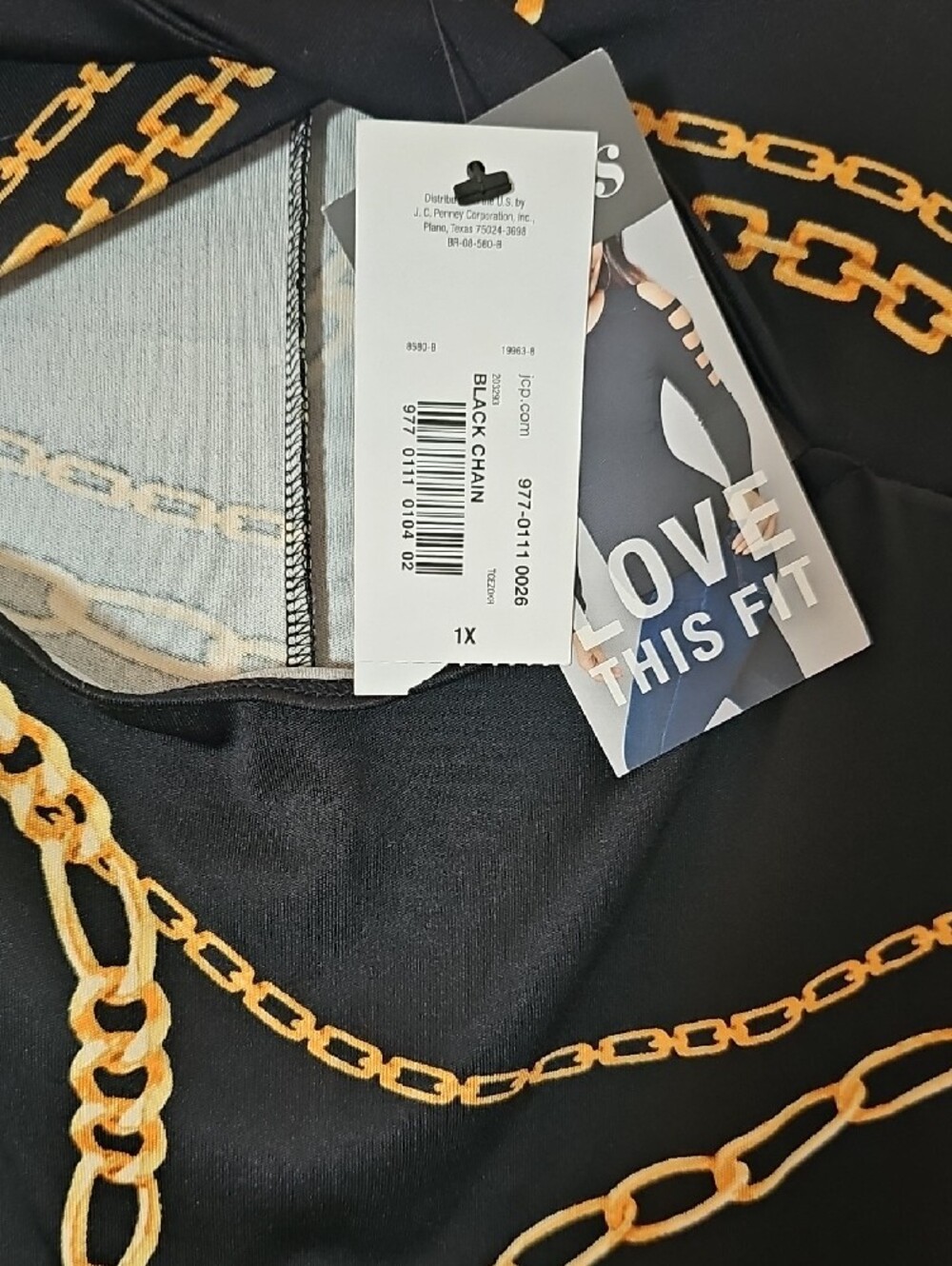 jcpenney Black Dress with Gold Chain Print - Picture 2 of 5